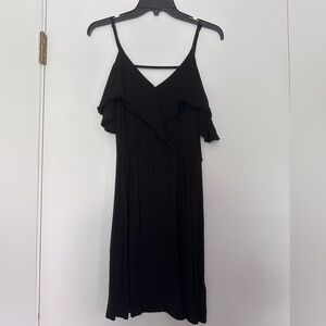 Xhilaration Black Cold-Shoulder V-Neck Mini Dress